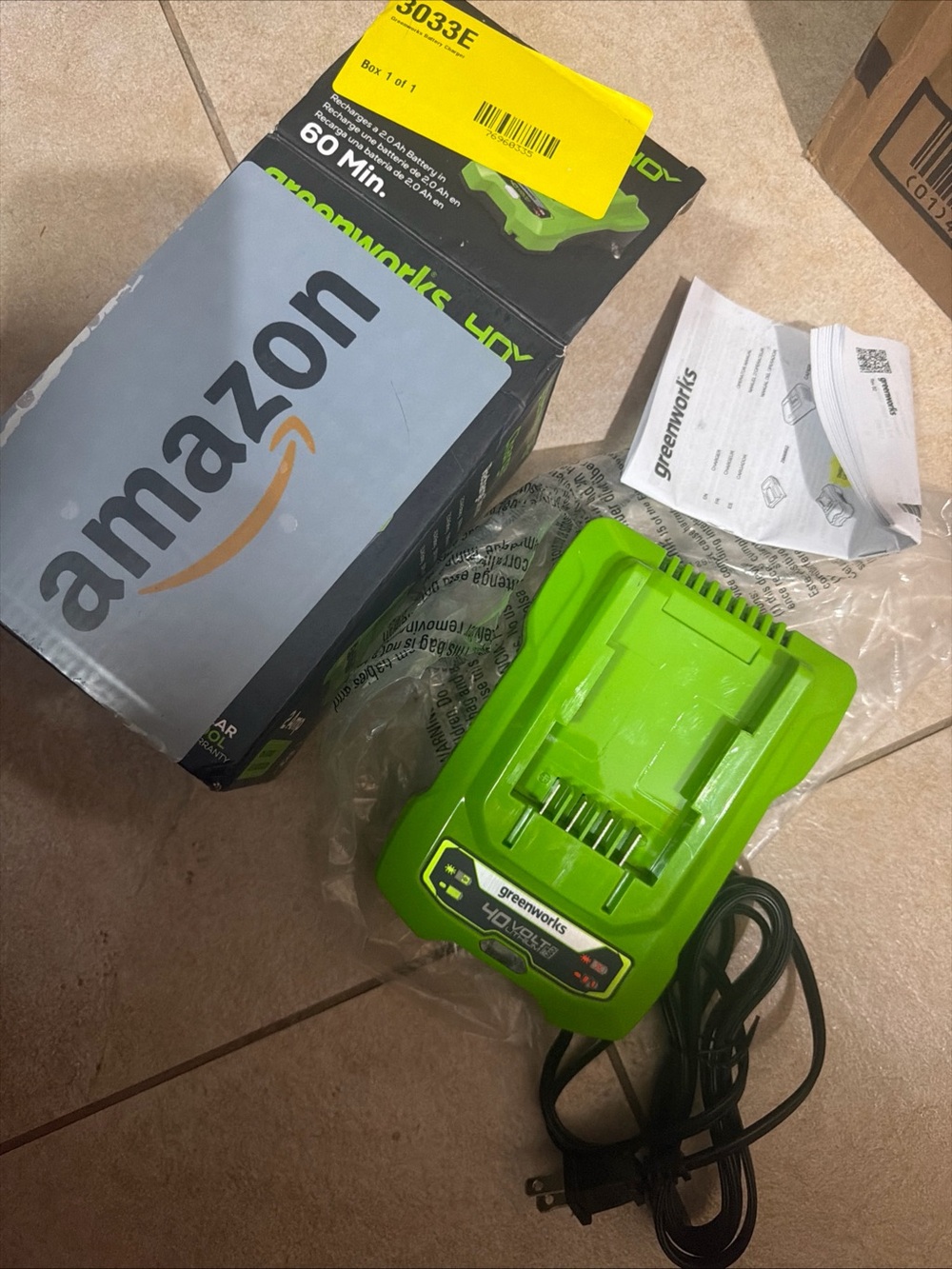 Greenworks 40 Volt OEM Battery Charger Lithium Max Model Open Box as is